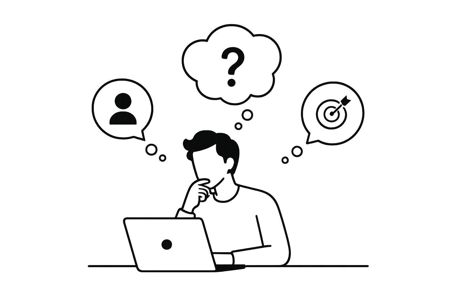 a vectorial image, with a person who is thinking