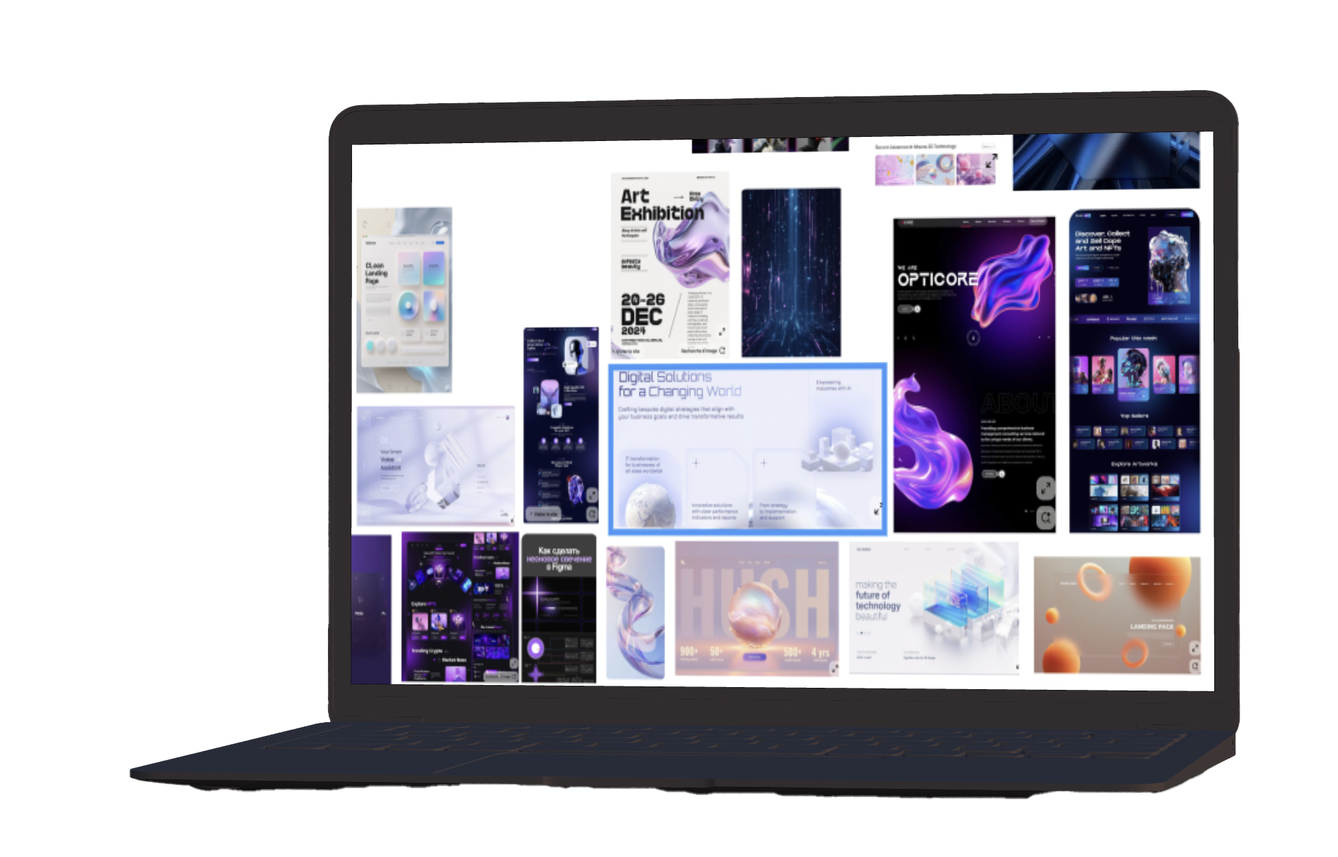 laptop and a moodboard of this project portfolio