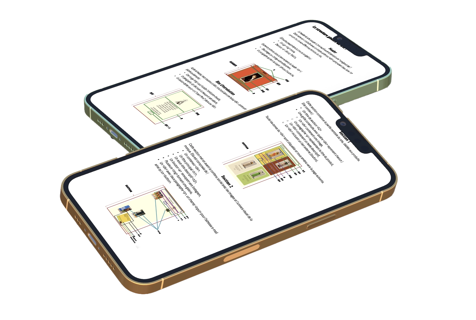 Mobile mockup presenting the UX structure and analysis of the website reproduction project